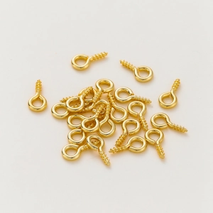 14K 18K Gold Plated Copper Eye Pin Screws Eyelet Pegs For DIY Jewelry Making Pendants Crafts Fasteners Jewelry Findings