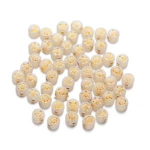 Perle acriliche luminose con stelle e cuori dorati per creazione gioielli DIY