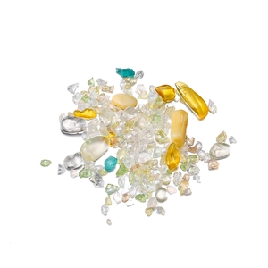 Mix of colorful irregular crushed crystal glass stones and pearls for DIY nail art and crafts