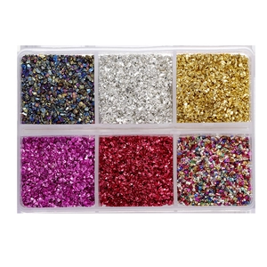 Set de 6 rejillas de vidrio triturado de colores para arte en resina y uñas DIY