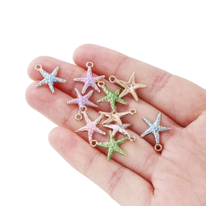Gelegerde Emaille Zeester Schelp Hangers Met Imitatieparel Marine Stijl DIY Sieraden Accessoires Voor Ketting Armband Oorbellen