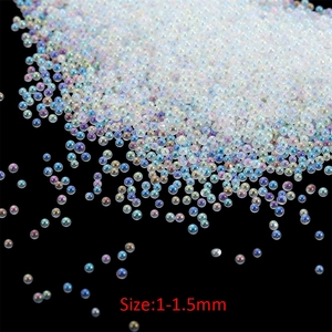 Macro shot of 1-1.5mm iridescent glass bubble beads for DIY resin art and nail decoration