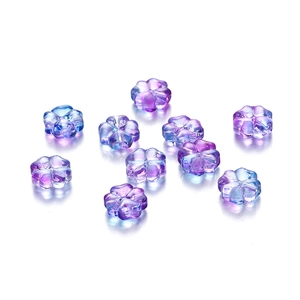 Cuentas de vidrio trébol de 10mm degradado violeta-azul para collares y pulseras DIY