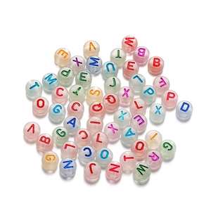 Perle Alfabeto in Acrilico Luminoso Cuore Stella Luna Numero Modello Perle Sciolte Per Braccialetto Fai Da Te Collana Accessori Gioielli Fatti a Mano