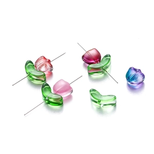 Macro detail of tulip glass beads with glossy finish for DIY jewelry necklaces