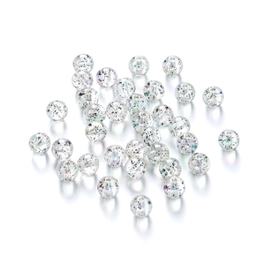 Detail van 8-10mm acryl kralen met iriserende lovertjes voor DIY-sieraden maken