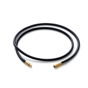 Collar de cordón encerado negro con cierre de acero inoxidable dorado para bisutería