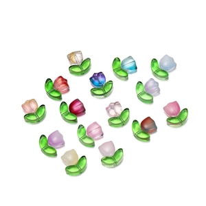 Macro shot of colorful glass tulip beads for DIY necklaces and jewelry making