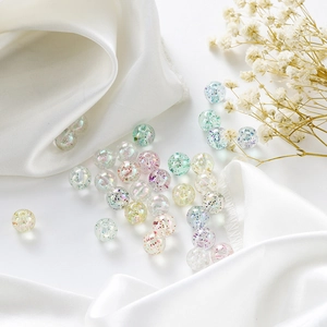 Acryl Ronde Kralen Met Glitter Pailletten Voor DIY Sieraden Maken Armbanden Kettingen Ambachten Transparante Gekleurde Kralen