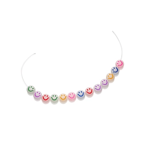 Perline colorate in acrilico con faccina sorridente per braccialetti fai-da-te