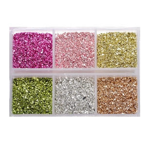 Set de 6 colores de fragmentos de vidrio metálico para manualidades DIY y uñas