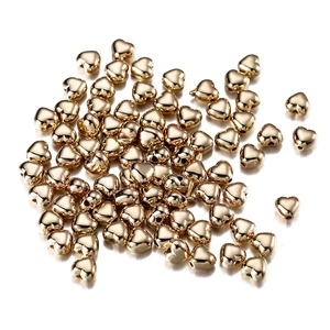 Golden heart-shaped CCB beads with metallic finish and through-hole for DIY jewelry making