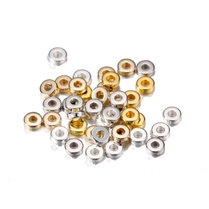 Polished gold and silver flat round spacer beads for DIY jewelry and crafts making