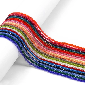 Perles en verre cristal facetté de 2mm en brins multicolores pour bijoux DIY