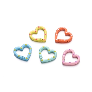 Colorful heart-shaped spring ring connectors with polka dots for DIY keychains