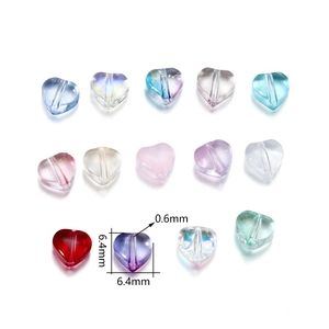 6.4mm colorful heart-shaped glass beads with 0.6mm hole for DIY jewelry making