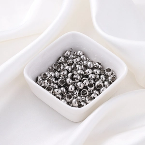 Vue détaillée de perles d'espacement argentées de 6mm en acier inoxydable DIY