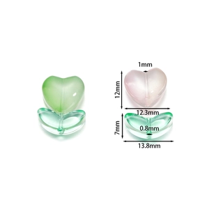 Perle tulipano in vetro DIY con foglie verdi per creazione di gioielli e collane