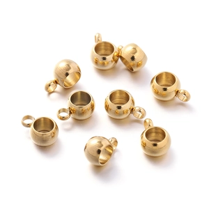 Détail de perles en acier inoxydable doré de 6 mm avec anneau pour création de bijoux