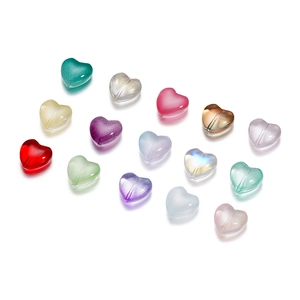 Set di 15 perle a cuore in vetro opaco e iridescente per creazione di gioielli fai da te