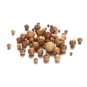 Natural Striped Maple Wood Round Loose Spacer Beads With Hole For DIY Jewelry Making Bracelet Craft Diameter 6mm-23mm