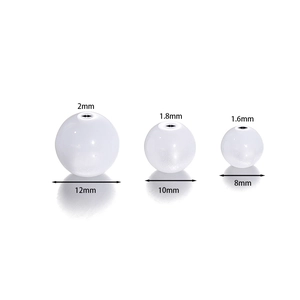 White resin cat-eye round beads in 8mm, 10mm, and 12mm sizes for DIY jewelry making