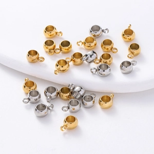 Perles à Bélière en Acier Inoxydable Avec Boucle Suspendue pour Création Bijoux DIY Bracelet Collier Perles Intercalaires Or Argent