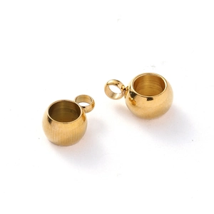 Perles à bélière 6mm en acier inoxydable doré avec boucles pour création de bijoux DIY