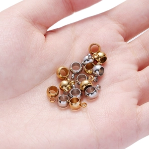 Perles à bélière 6mm en acier inoxydable or et argent pour création de bijoux DIY