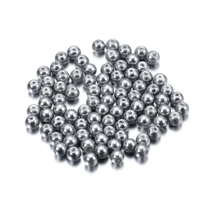 Detail of 4mm grey faux glass pearls with smooth metallic finish for DIY jewelry