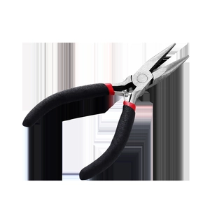 Alicates de punta larga de precisión con mango antideslizante negro y anillo rojo DIY