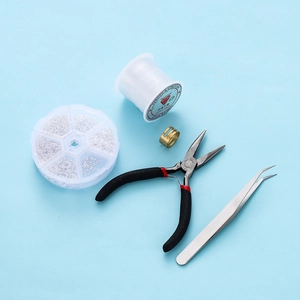 Kit de 10 herramientas de joyería DIY con alicates pinzas y cordón elástico de 0,5 mm