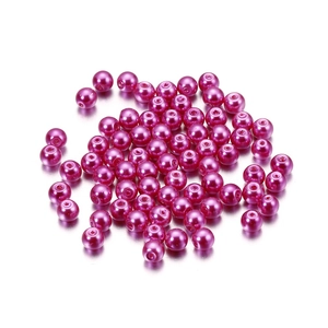 Detail of 4mm fuchsia faux pearl glass beads with hole for DIY jewelry making