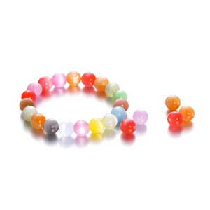 Colorful resin cat-eye round beads bracelet and loose beads for DIY jewelry making