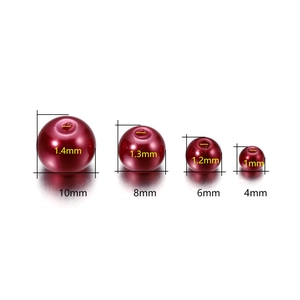 Red glass pearls in 10mm, 8mm, 6mm, and 4mm sizes for DIY necklace jewelry making