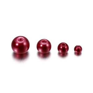 Polished dark red glass faux pearl beads in four sizes for DIY jewelry making