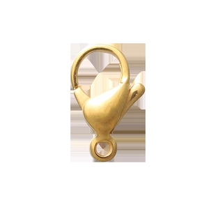 Detailansicht goldener Karabinerverschluss aus Edelstahl mit Federverschluss und Verbindungsring
