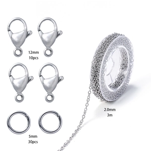DIY Schmuck-Set mit Edelstahl Karabinerverschlüssen, Biegeringen und 3m Gliederkette
