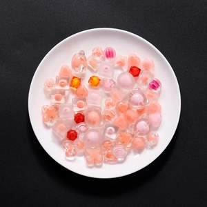 Frosted acrylic beads set in pink and orange tones for DIY jewelry making