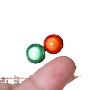 Lustrous round laser beads in green and orange for DIY jewelry making and phone chains