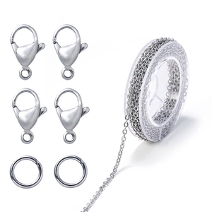 DIY Schmuckset mit Edelstahl Karabinerverschlüssen, Biegeringen und Metallkettenrolle