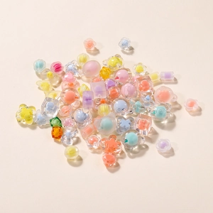 Frosted acrylic DIY beads in macaron bear, heart, and flower shapes for jewelry making
