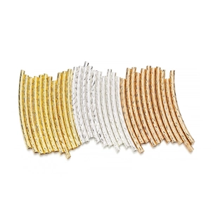 Perle a tubo curvo da 30mm con trama a spirale in oro, argento e oro rosa per gioielli fai da te