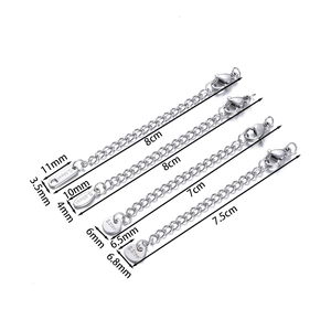 7cm stainless steel extender chains with lobster clasps and diverse charm shapes