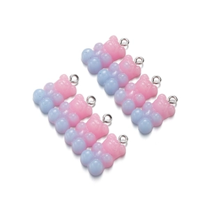 Macro shot of 8 pieces gradient resin gummy bear charms for DIY jewelry making