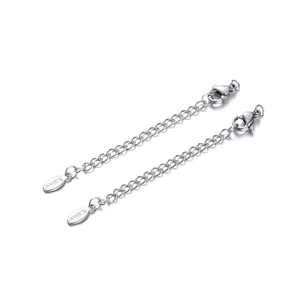 Detail of 7cm stainless steel extension chains with lobster clasps for DIY jewelry