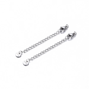 Detail of 7cm stainless steel extension chain with lobster clasp for jewelry making