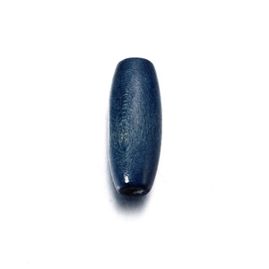 Macro detail of a dark blue oval maple wood bead with a 2.5mm hole and natural texture