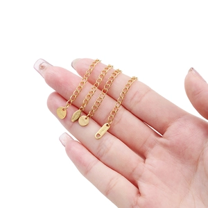 Golden stainless steel extension chains with S.steel engraved tags for DIY jewelry making