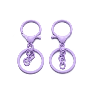 Set di portachiavi in metallo viola con chiusura a moschettone e catena per il fai da te